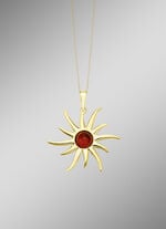 Strahlender Sonnenanhänger mit echtem Bernstein 