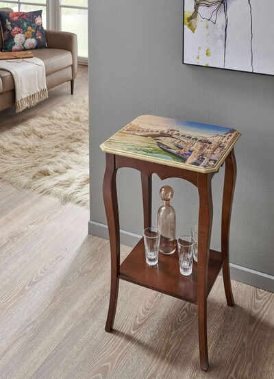 Teilmassive Beistelltisch mit Druck "Rialtobrücke"  