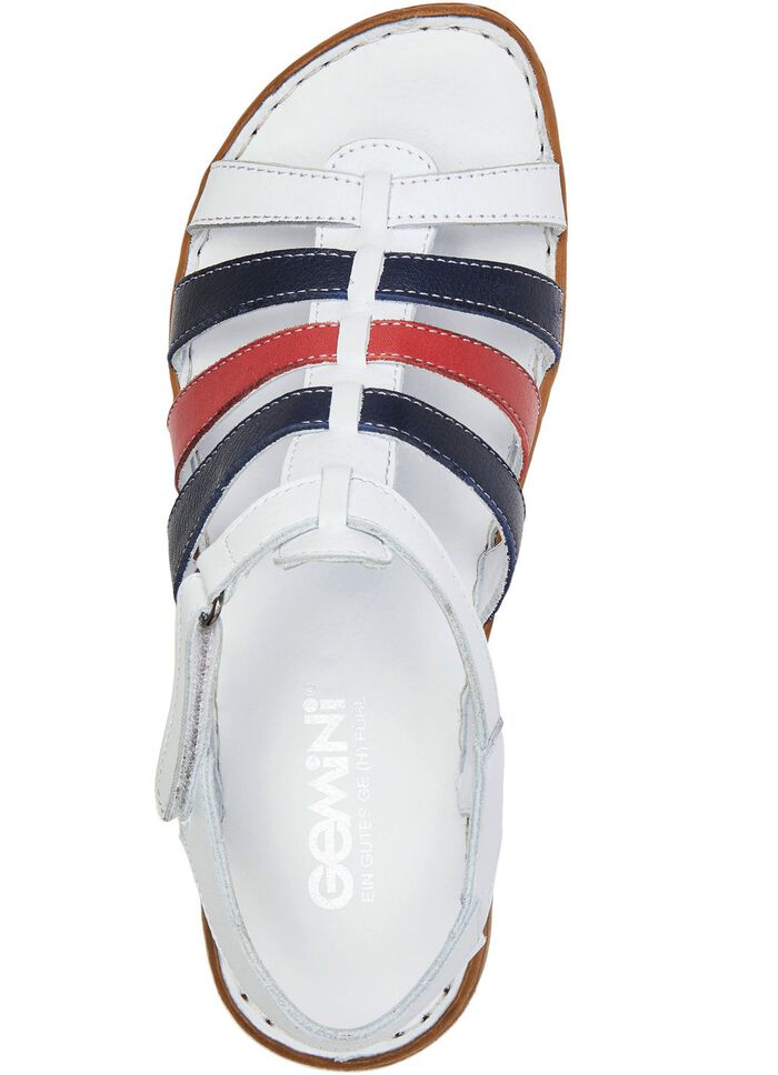 Gemini Riemchen-Sandale aus Rind-Nappaleder WEISS-BLAU-ROT