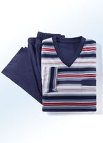 Zweierpack Schlafanzüge mit V-Ausschnitt und Brusttasche 