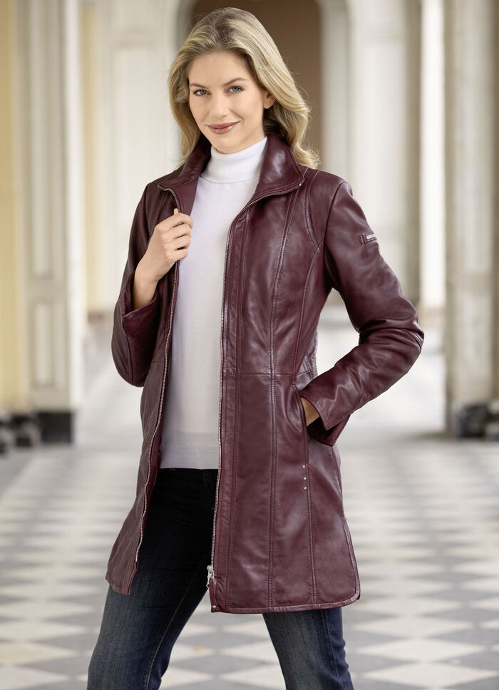 Lederkurzmantel von „Cabrini“ BORDEAUX