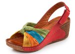 Gemini, trendige Damen-Sandaletten, Weite G, mit verstellbarer Klettspange ROT-BUNT