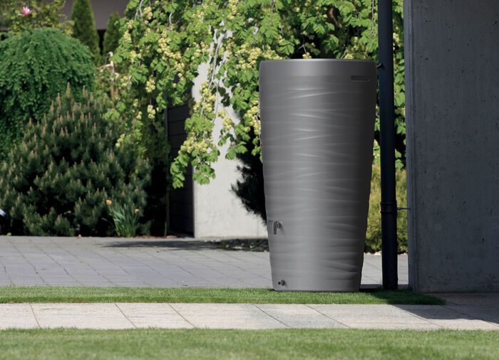 Regentonne in klassischer Wellenoptik GRAU