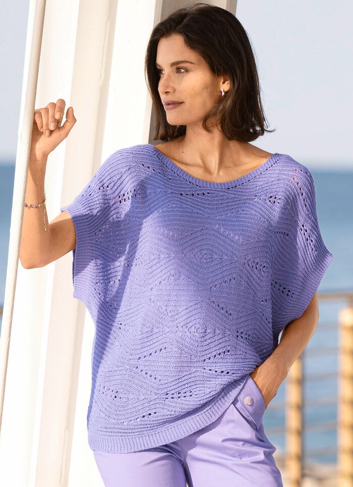 Pullover in quergestrickem Dessin FLIEDER