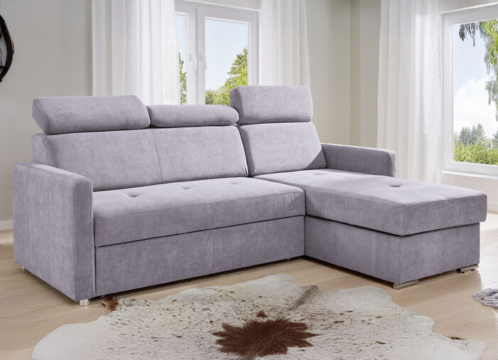 Funktions-Polsterecke mit Bettkasten GRAU