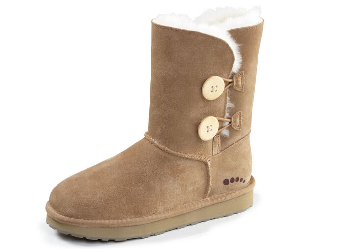 ELENA EDEN, gefütterte Damen-Stiefel, Winterschuhe, mit Lammfell NATURBRAUN