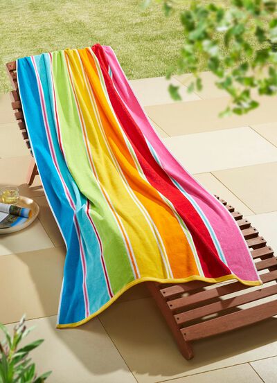 Velours-Strandlaken mit besonders saugfähiger Rückseite 