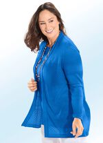 Strick-Twinset mit Ajourmix MITTELBLAU