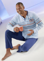 Schlafanzug mit Knopfleiste und Ringeldessin 