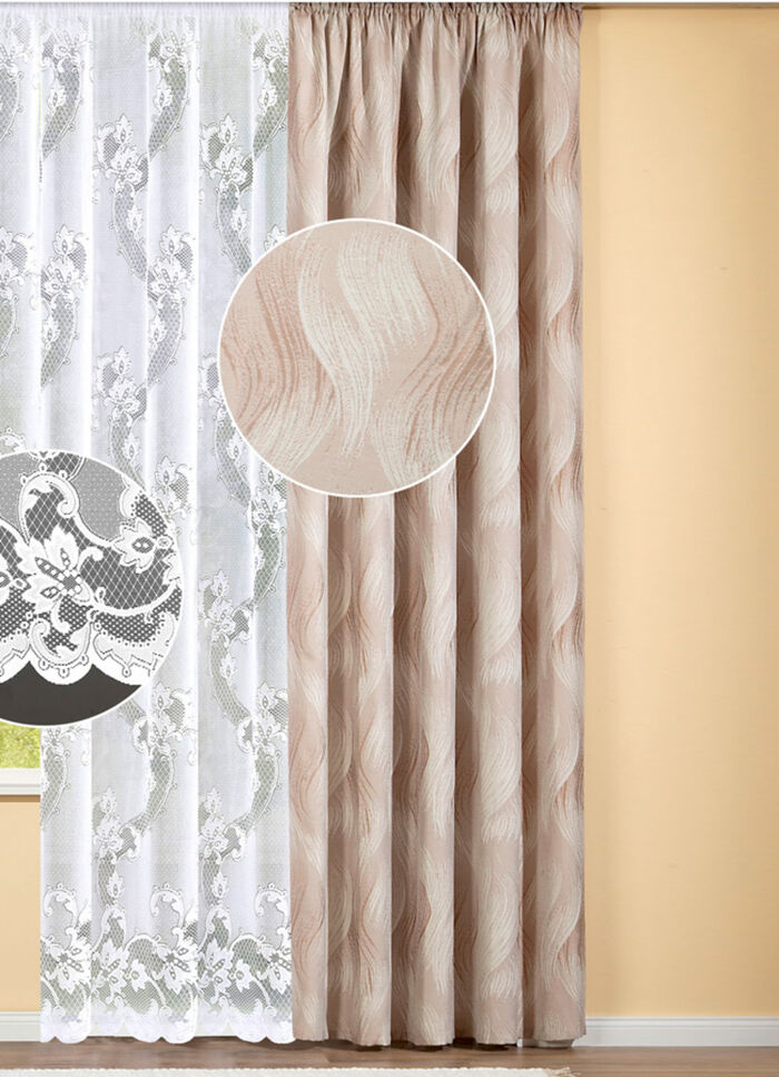 Übergardine in aufwendiger Jacquard-Webtechnik 