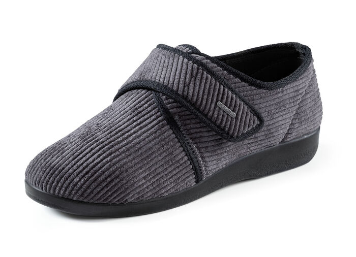 Klassische Herren-Hausschuhe, mit Klettverschluss ANTHRAZIT