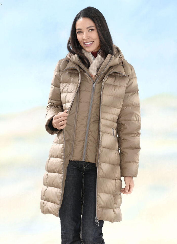 Daunen-Kurzmantel mit Rei&szlig;verschlussleiste 