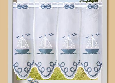 Kurzstore aus besticktem Batist mit Stangendurchzug 