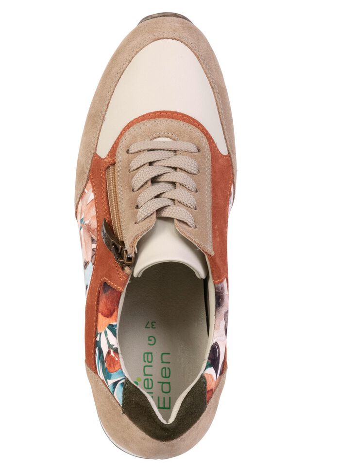 ELENA EDEN, schicke Damen-Sneaker, Weite G, mit herausnehmbarem Fu&szlig;bett TAUPE-BUNT