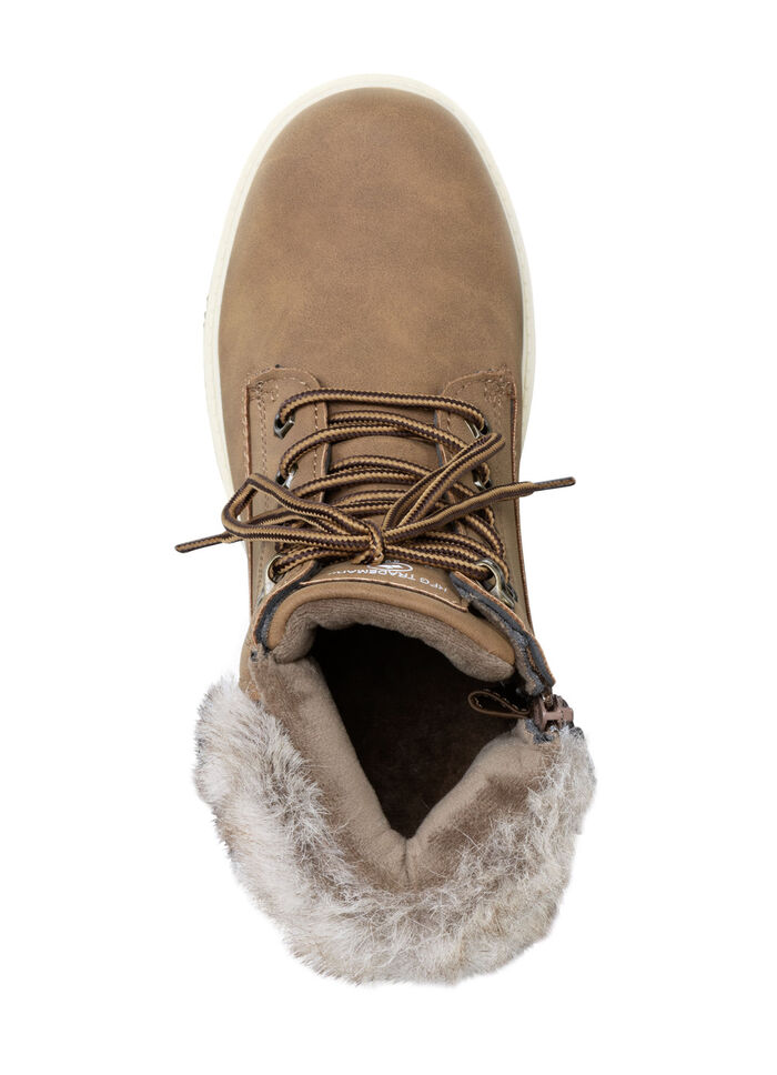 Schn&uuml;r-Bootie aus schattiertem Nubukmaterial BRAUN