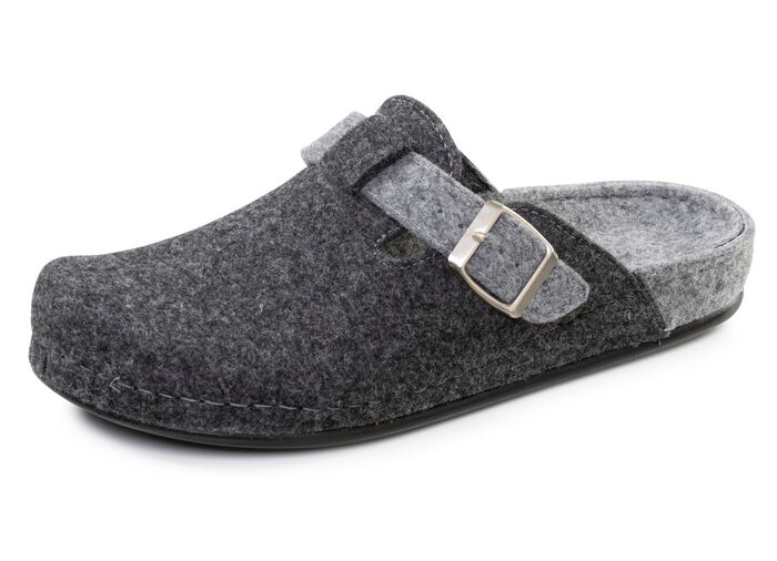 Klassische Herren-Hausschuhe, aus Wollfilz GRAU