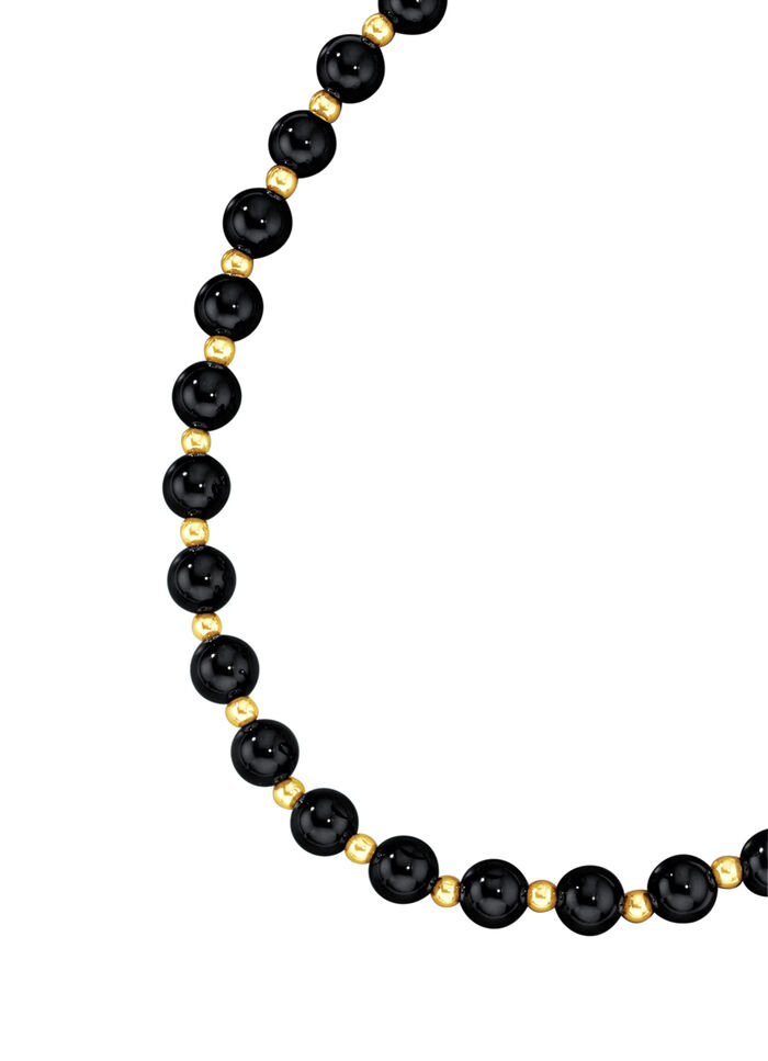 Halskette mit Kugeln in echt Onyx und echt Gold 
