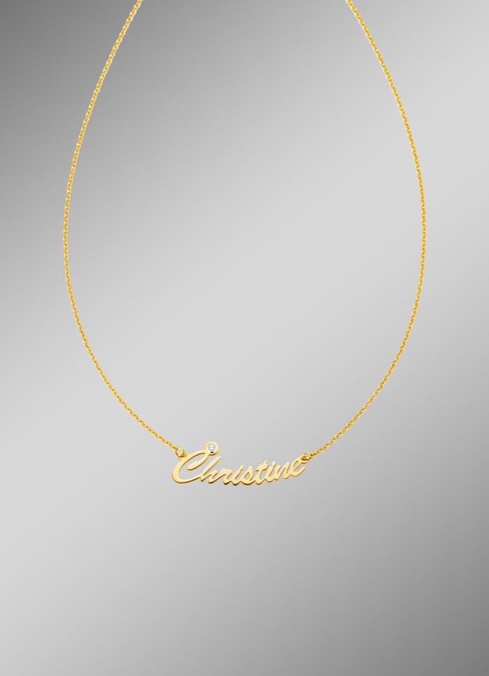 Individuelle Namenskette mit Ihrem Namen aus vergoldetem Silber 