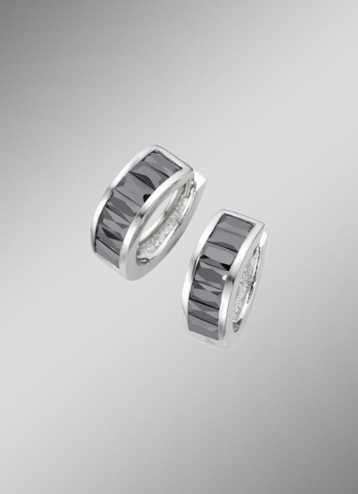 Klappcreolen mit schwarzen Zirkonia 