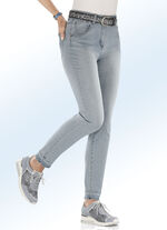 Kn&ouml;chellange Jeans mit modischer Saumf&auml;rbung HELLBLAU