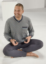 Schlafanzug mit V-Ausschnitt, Brusttasche sowie Ärmel- und Beinbündchen 