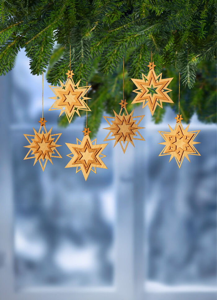 Baumh&auml;nger, 6er-Set, aus Holz im Erzgebirge gefertigt 