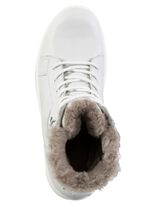 Schn&uuml;r-Bootie aus echtem Lammfell EISGRAU