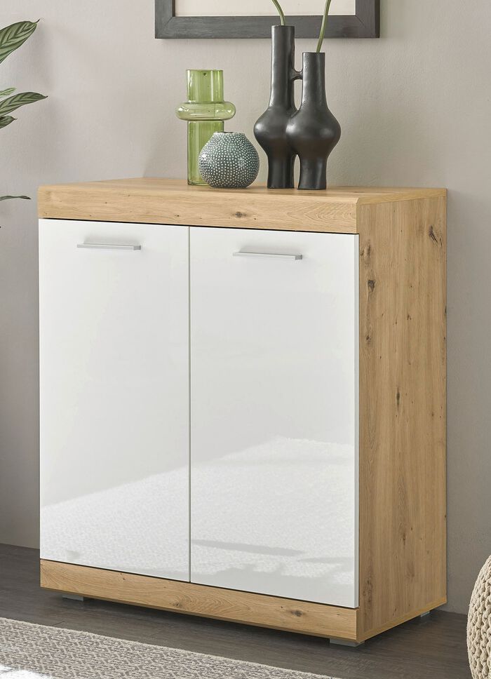 Kommodenserie in Hochglanz-Optik EICHE-WEISS