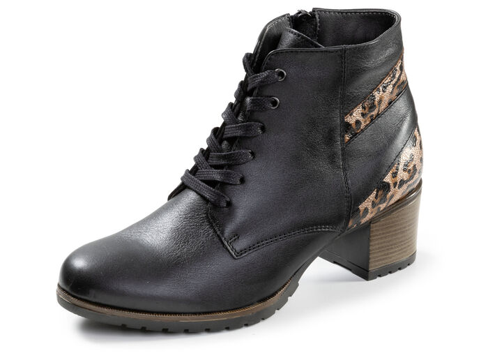 ELENA EDEN, trendige Damen-Stiefeletten, Weite G, mit herausnehmbarem Fußbett SCHWARZ-BRAUN