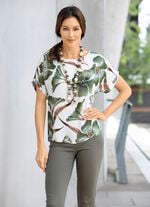 Tunika in Leinen-Optik WEISS-OLIV-BUNT