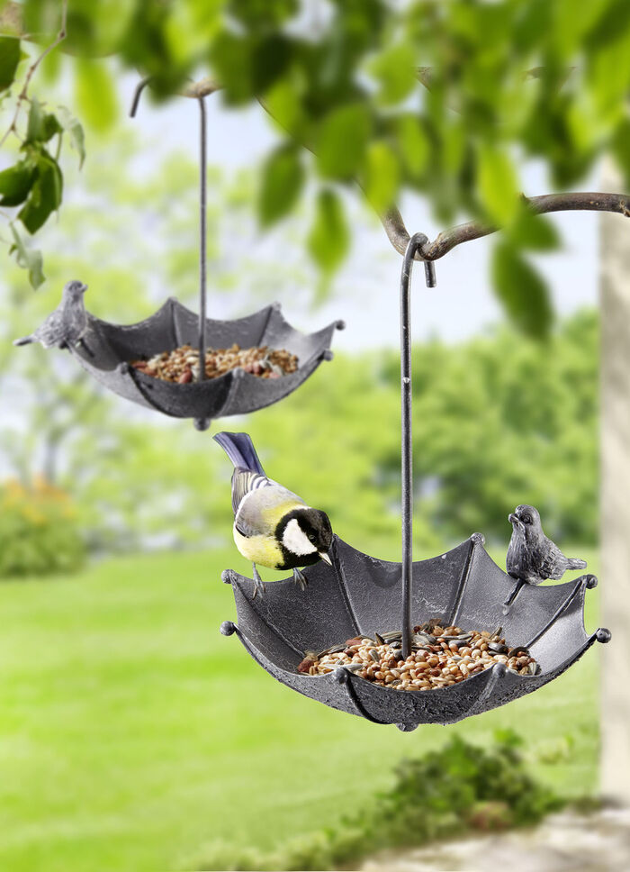 Vogelfutterstelle im 2er-Set GRAU-WEISS