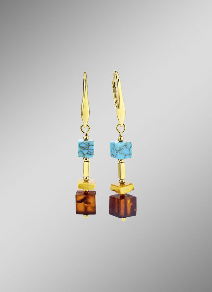 Ohrringe mit Bernstein und Türkis 