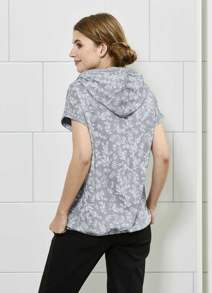 Kapuzenshirt mit silberfarbenem Effektgarn 