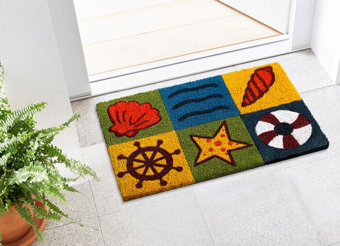 Maritime Fu&szlig;matte in Patchwork-Optik 