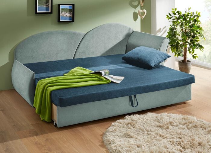 Schlafsofa mit Bettkasten und 1 Dekokissen 