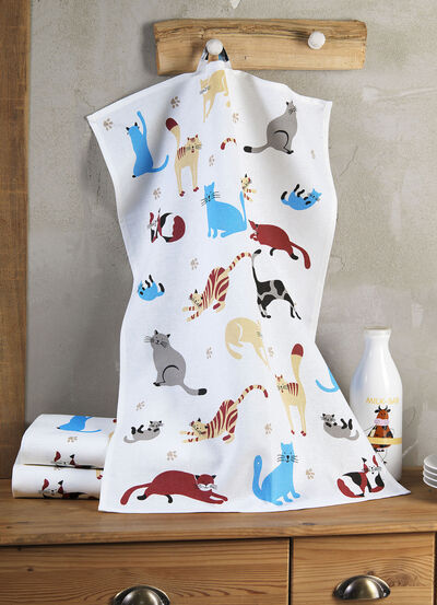 Geschirrtücher mit Katzendessin, 3er-Set 