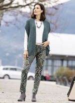 Hose mit rückwärtigen Dehnbundeinsätzen JEANSBLAU-SALBEI-BRAUN