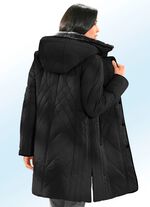 Funktions-Kurzmantel kontrastfarbenen Nappaleder-Imitatpaspeln SCHWARZ