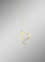 Herz-Anh&auml;nger in Bicolor mit synth. Zirkonia 