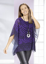 Poncho-Tunika mit Bord&uuml;ren-Druck 