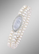 Elastisches, 2-reihiges Armband mit Süßwasser-Zuchtperlen 