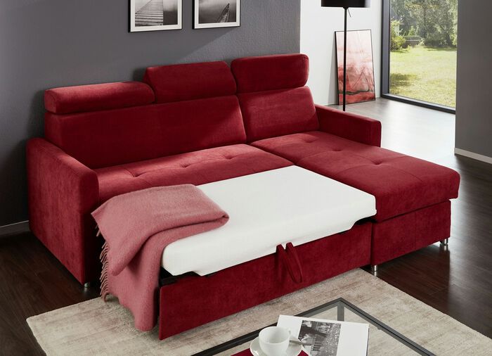 Polsterecke mit Schlaffunktion und Bettkasten 