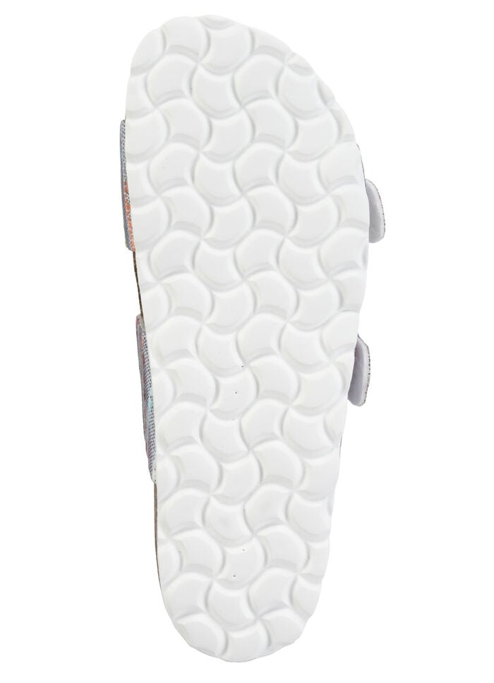 ELENA EDEN Pantolette aus interessant dessiniertem Synthetik BLAU-BUNT