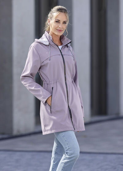 Longjacke mit abnehmbarer Kapuze 