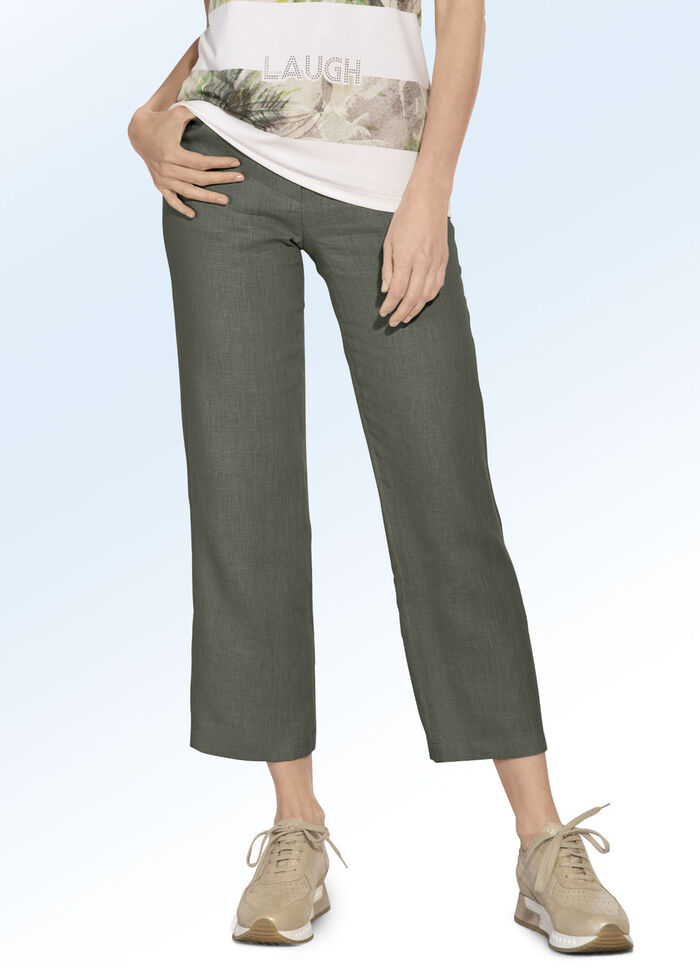 Hochwertige Leinen-Hose OLIV