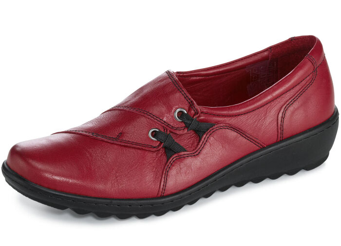 Gemini Slipper mit dekorativen Elastikeins&auml;tzen RUBINROT