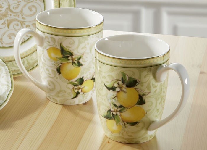 Hochwertige Fine-Bone-China-Porzellan-Serie WEISS-GELB