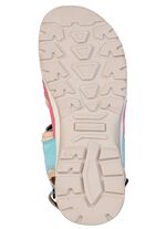 Waldl&auml;ufer, bequeme Damen-Sandalen, Weite H, mit herausnehmbarem Fu&szlig;bett PINK-ORANGE-BLAU