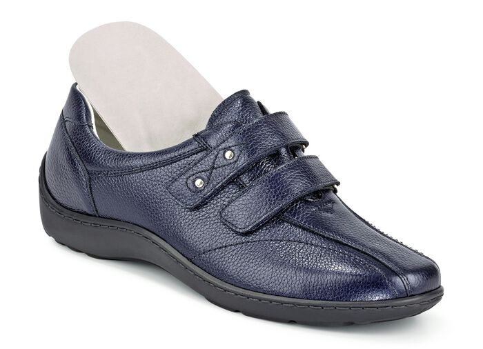 Waldläufer, bequeme Damen-Slipper, Weite H, mit herausnehmbarem Fußbett DUNKELBLAU