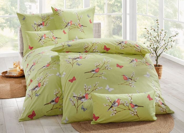 Fein-Renforcé Bettwäsche-Garnitur von Florella GRÜN-BUNT